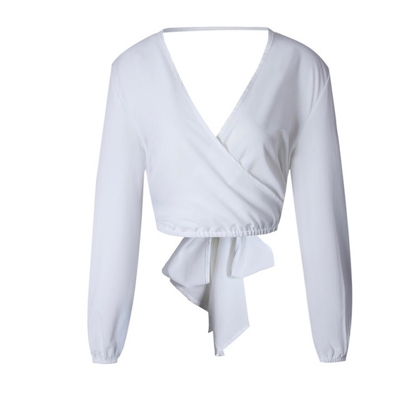 Party In The Tie Back Bow Cropped Blouse - Picture 5 of 5